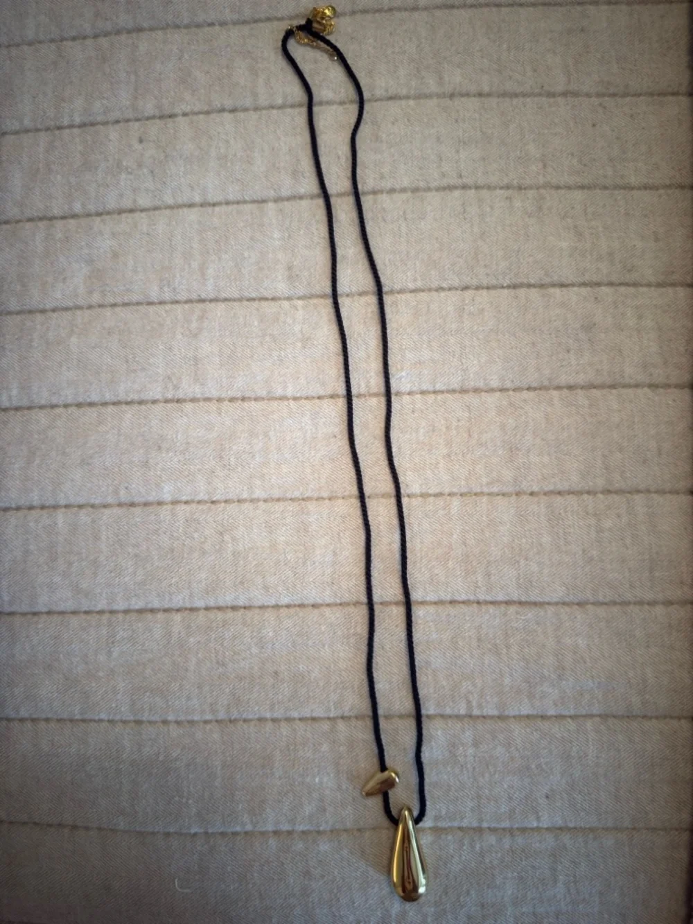 Madewell Gold Teardrop Pendant Necklace on Black Cord - Women's Jewelry - Picture 2 of 4
